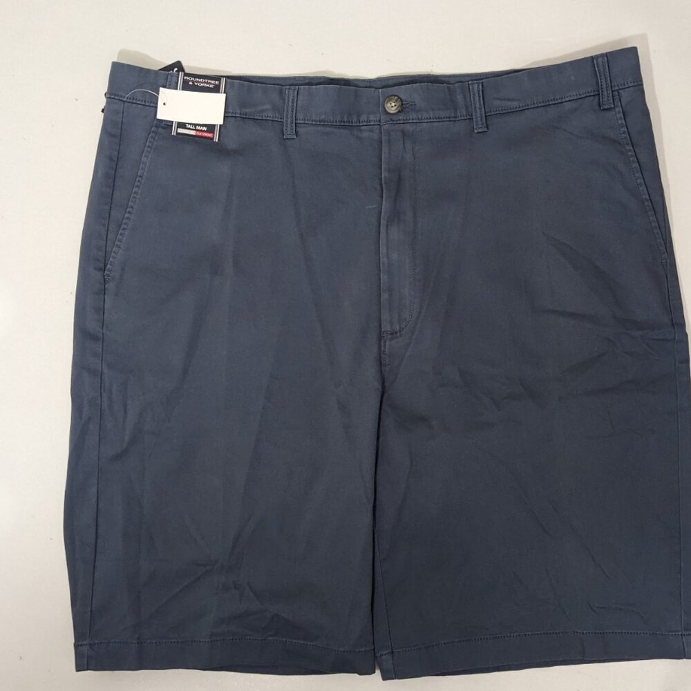 NEW Tall Mens Roundtree & Yorke Casuals Chino Flat Shorts 11"I Indigo